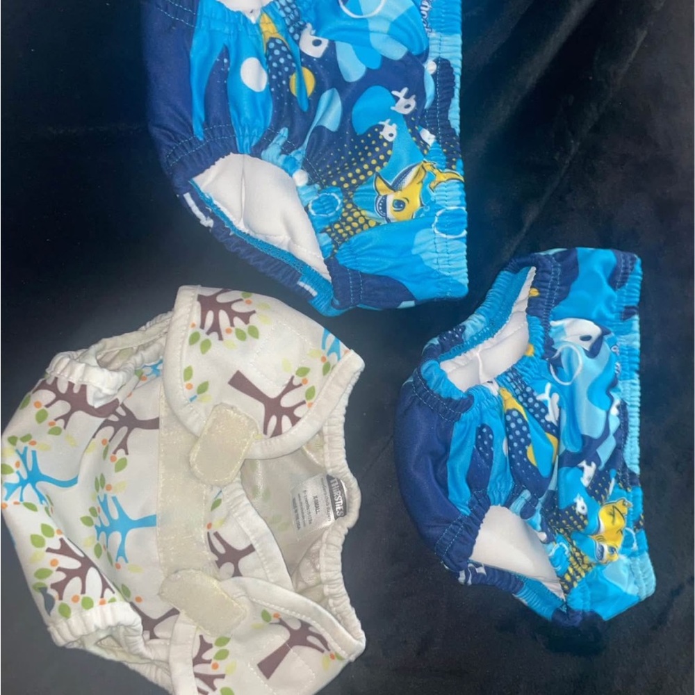 Blue and White Kids Swim Diaper Set